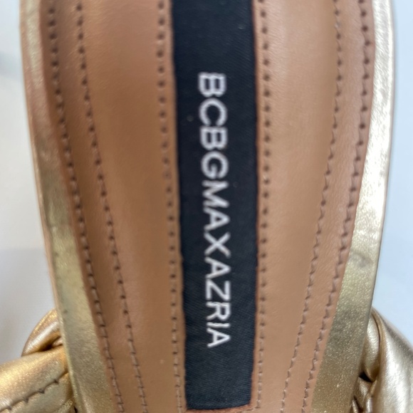BCBG MAX AZRIA Bella Braided Gold Leather Sandals - Picture 6 of 8